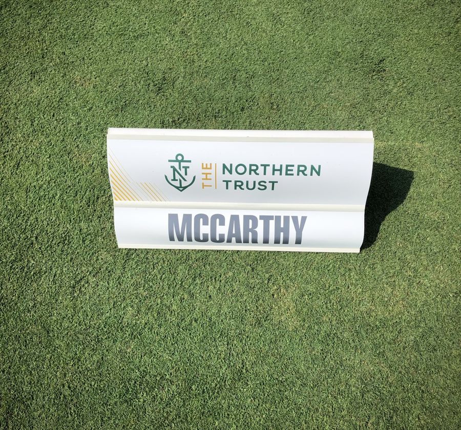 Caddie bib reading McCarthy at The Northern Trust